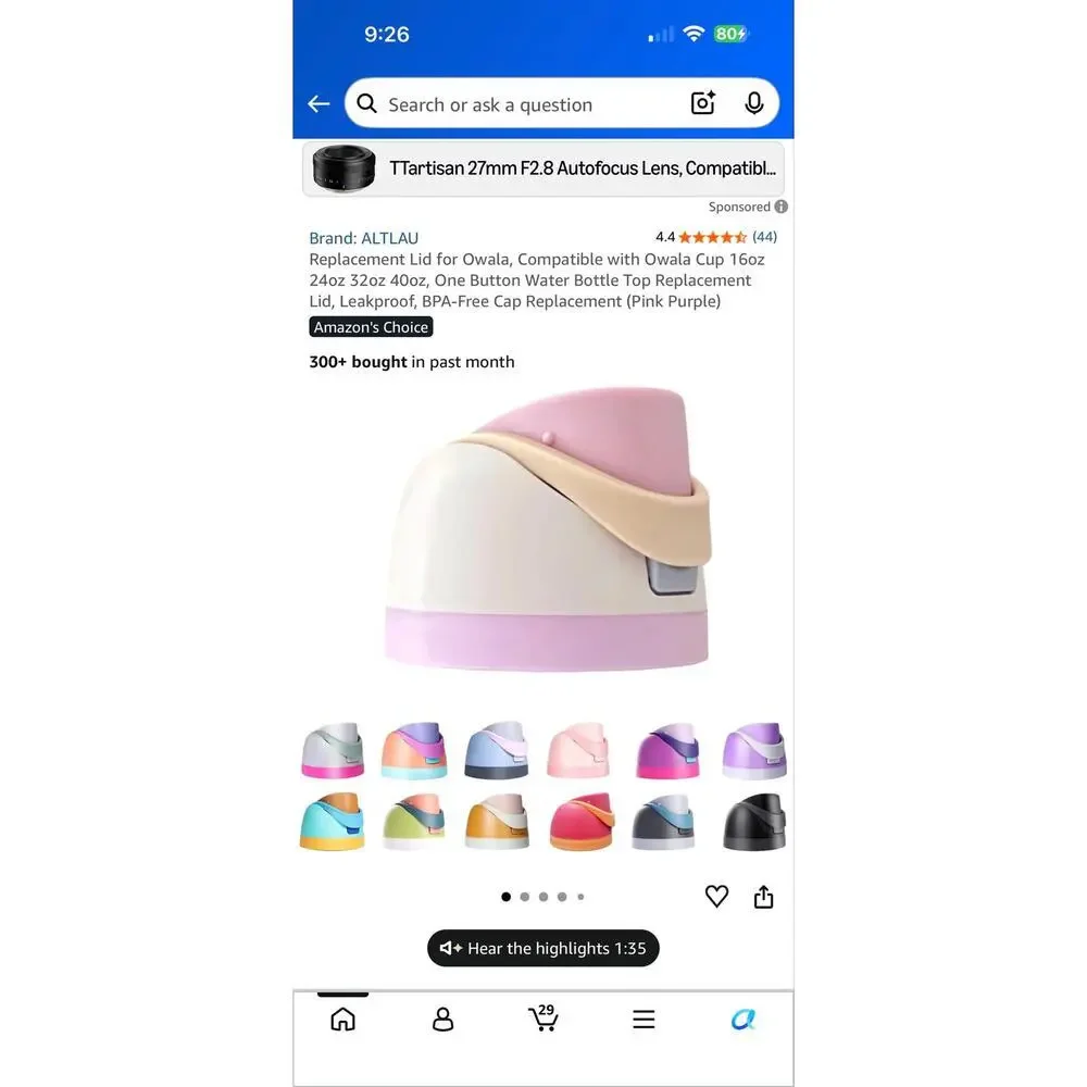 5/$25 NWT Replacement Lid for Owala Cup- 16oz, 24oz, 32oz, 40oz